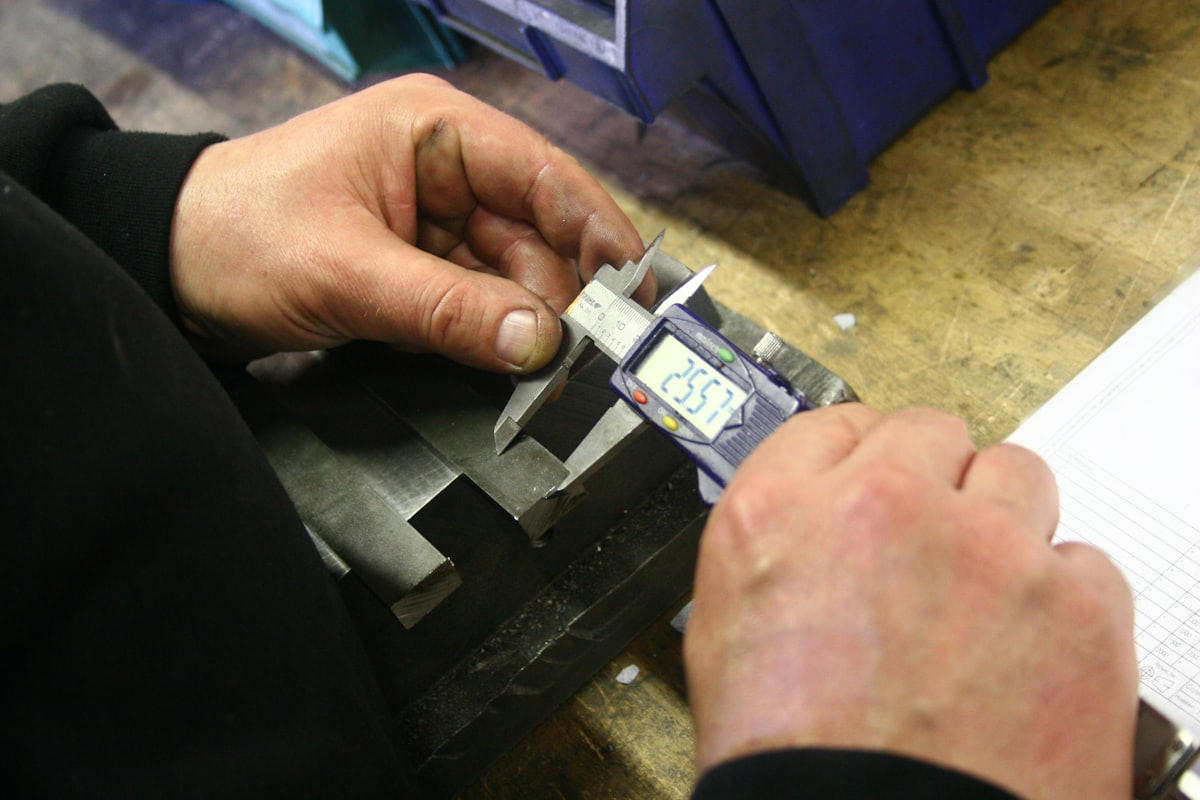 A section measured with a digital caliper before dispatch
